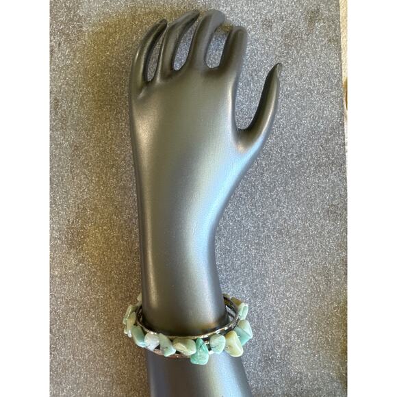 Light Blue Stone & Silver Cuff Bracelet - Picture 2 of 4